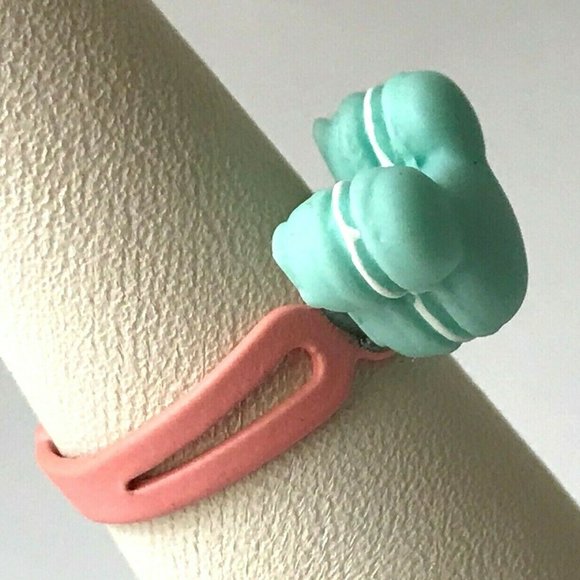 Vintage Disney Mickey Mouse Ears Ring Size 5 6 7 Macaroon Snacks Pink Aqua - Picture 5 of 10